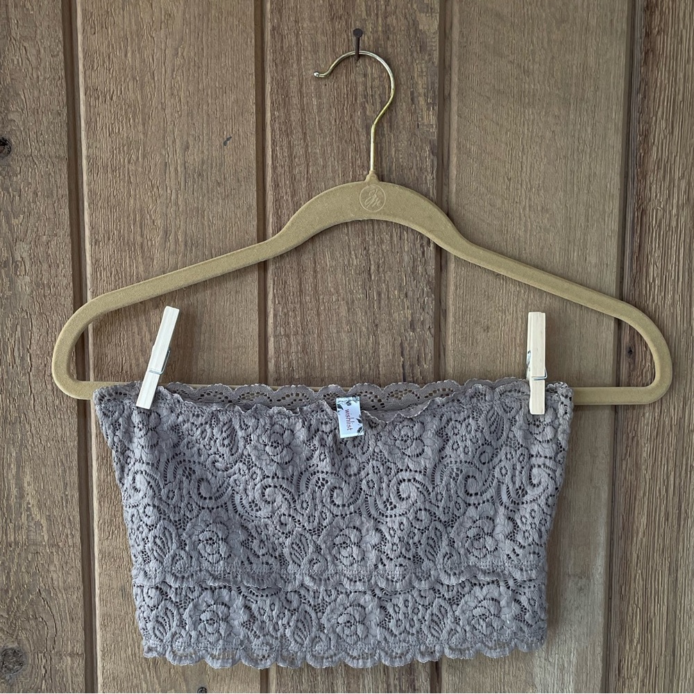 Grey- Lacey Bandeau Top